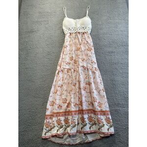 Women Shein Knit Top Open Back Floral Multicolored Maxi Spring Dress Small